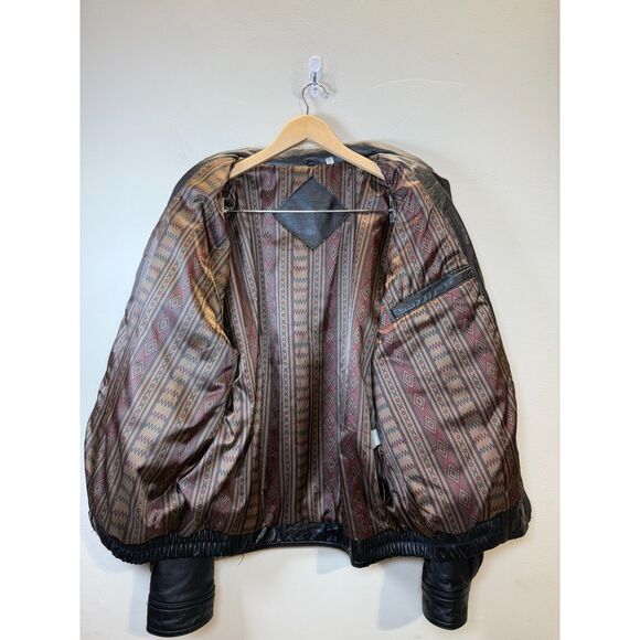 Roundtree & Yorke Vintage Leather Jacket Men's Size Large Black Full Zip Moto - Picture 2 of 7
